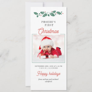 自分の初めてのクリスマスベビー写真の誕生発表 シーズンカード