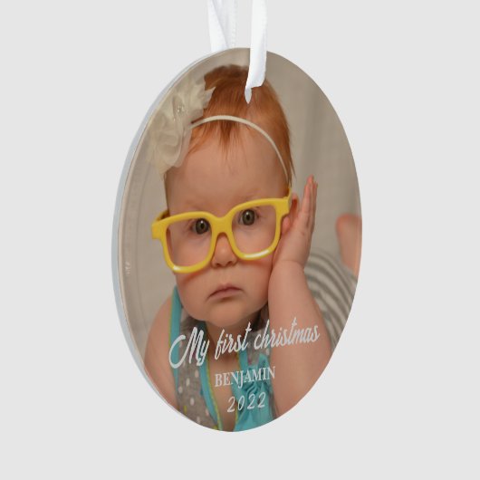 自分の初めてのクリスマスベビー写真 オーナメント (正面)