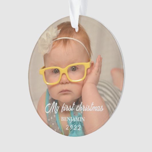 自分の初めてのクリスマスベビー写真 オーナメント (正面)