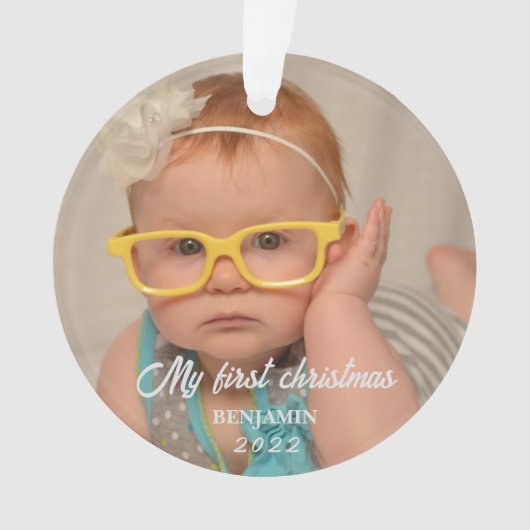 自分の初めてのクリスマスベビー写真 オーナメント (正面)