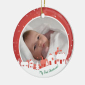 自分の初めてのクリスマスベビー写真 セラミックオーナメント (左)