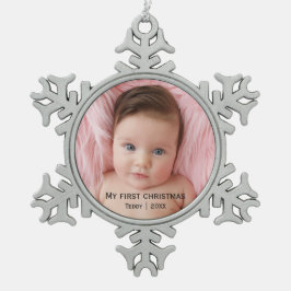 自分の初めてのクリスマス写真 スノーフレークピューターオーナメント