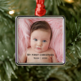 自分の初めてのクリスマス写真 メタルオーナメント