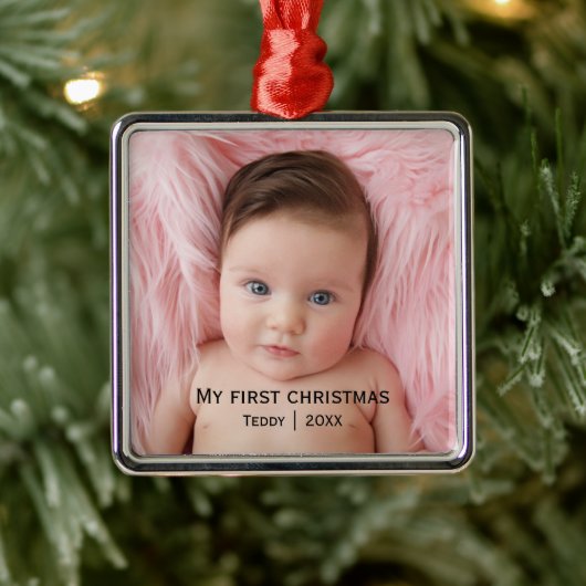 自分の初めてのクリスマス写真 メタルオーナメント (ツリー)