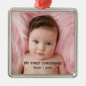 自分の初めてのクリスマス写真 メタルオーナメント (正面)