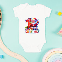 自分の初めてのクリスマス名前をカスタムするファミリーのマッチング ベビーボディスーツ