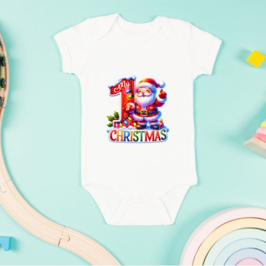 自分の初めてのクリスマス名前をカスタムするファミリーのマッチング ベビーボディスーツ