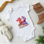 自分の初めてのクリスマス名前をカスタムするファミリーのマッチング ベビーボディスーツ