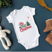 自分の初めてのクリスマス名前をカスタムするファミリーのマッチング ベビーボディスーツ
