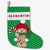 自分の初めてのクリスマス |テディベアホリデー スモールクリスマスストッキング (正面)