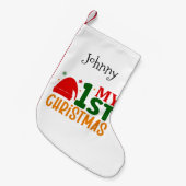 自分の初めてのクリスマス パーソナライズされた スモールクリスマスストッキング (正面 (吊り時))
