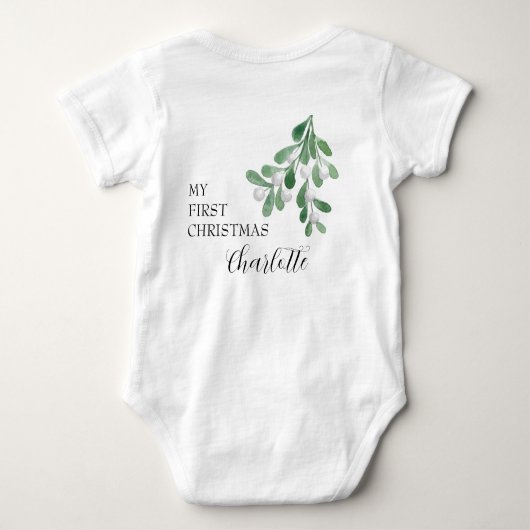 自分の初めてのクリスマス パーソナライズされた ベビーボディスーツ (裏面)