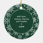 自分の初めてのクリスマス |フォトグリーンスノーフレーク セラミックオーナメント (裏面)