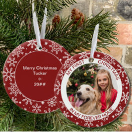 自分の初めてのクリスマス |フォトレッドスノーフレークセラミック セラミックオーナメント