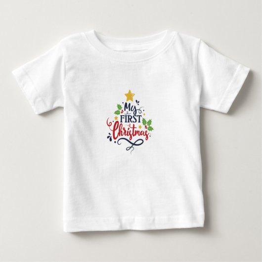 自分の初めてのクリスマス ベビーTシャツ (正面)