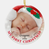 自分の初めてのクリスマス |写真カスタムクリスマス セラミックオーナメント (正面)