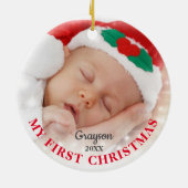 自分の初めてのクリスマス |写真カスタムクリスマス セラミックオーナメント (裏面)