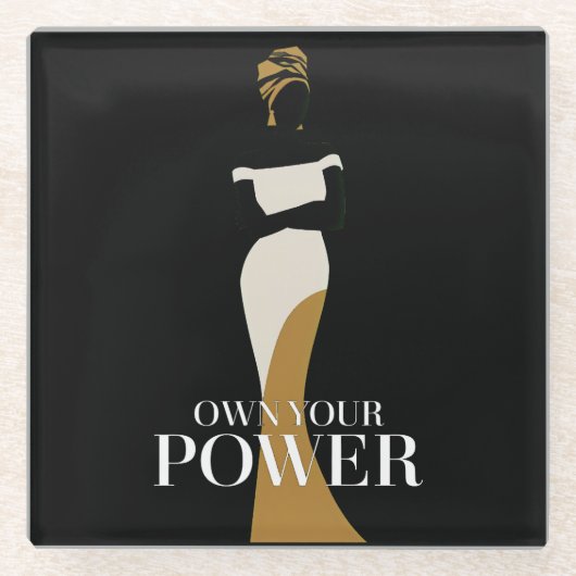 自分の力を所有：自信と恵みのポートレート ガラスコースター (正面)