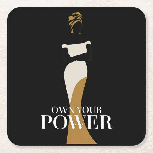 自分の力を所有：自信と恵みのポートレート スクエアペーパーコースター (正面)