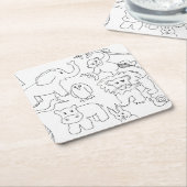 自分の動物園の動物に色を付ける スクエアペーパーコースター (アングル)