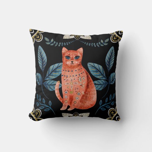 自分の北欧の赤い猫を作る クッション (正面)