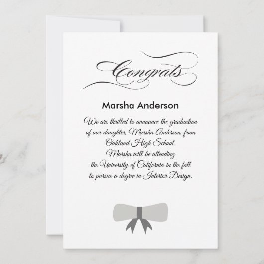 自分の卒業写真アナウンスカードを作成 案内状 (裏面)