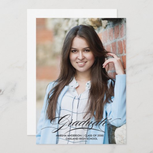 自分の卒業写真アナウンスカードを作成 案内状 (正面/裏面)