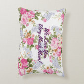 自分の単語のカスタマイズ文字ピンクフローラ アクセントクッション (裏面(縦))