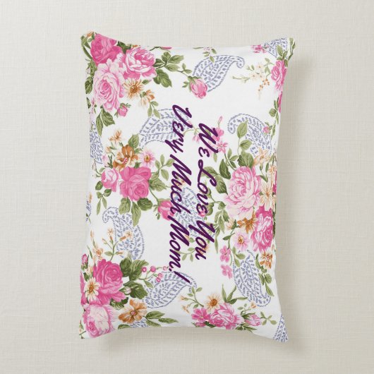 自分の単語のカスタマイズ文字ピンクフローラ アクセントクッション (裏面(縦))