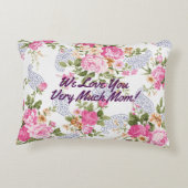 自分の単語のカスタマイズ文字ピンクフローラ アクセントクッション (裏面)
