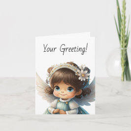 自分の可愛いブルネットの女の子クリスマスエンジェルを作成 シーズンカード