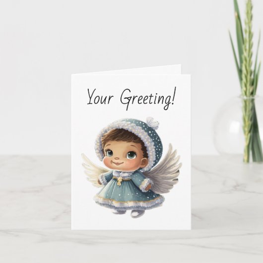 自分の可愛いベビーガールエンジェルクリスマスを作成 シーズンカード (正面)