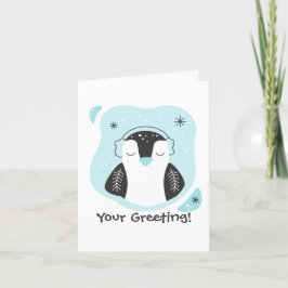 自分の可愛いペンギンを作るブルークリスマス シーズンカード