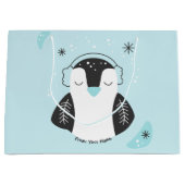 自分の可愛いペンギンを作るブルークリスマス ラージペーパーバッグ (正面)