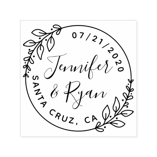 自分の可愛いラウンドウェディングを作成する日付を保存 セルフインキングスタンプ (デザイン)