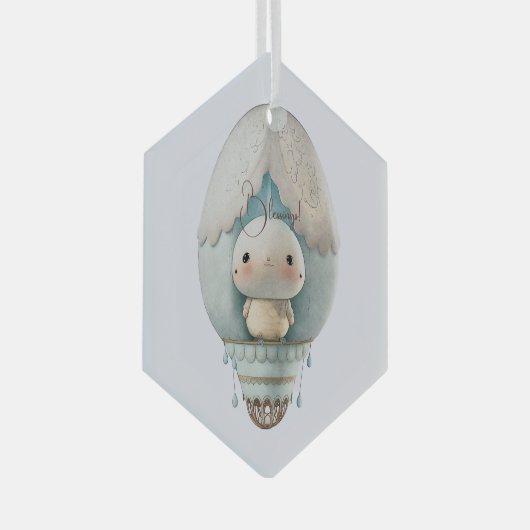 自分の可愛い熱気球の鳥の乗り物を作成 ガラスオーナメント (正面右)