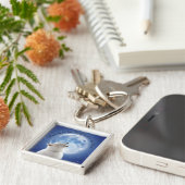 自分の可愛い狼の吠え声を作り出す | Blue Moon Sky on キーホルダー (側面)