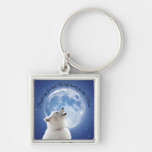 自分の可愛い狼の吠え声を作り出す | Blue Moon Sky on キーホルダー (正面)