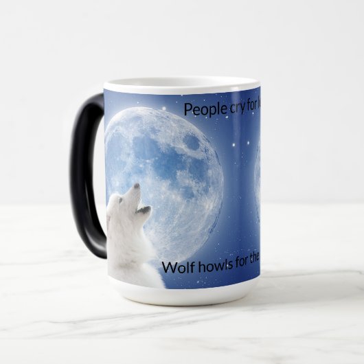 自分の可愛い狼の吠え声を作り出す | Blue Moon Sky on モーフィングマグカップ (正面左)
