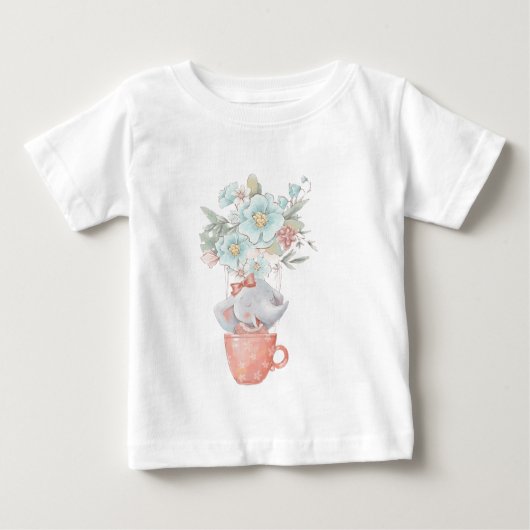 自分の可愛い象の花のバルーンを作成 ベビーTシャツ (正面)