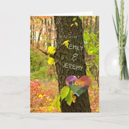 自分の名前と記念日を刻んだ木 カード (正面)