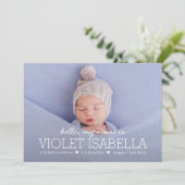 自分の名前の編集可能なカラーベビー誕生のお知らせ シーズンカード (スタンド正面)
