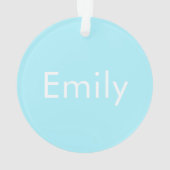自分の名前または単語 |ソフトスカイブルー オーナメント (裏面)