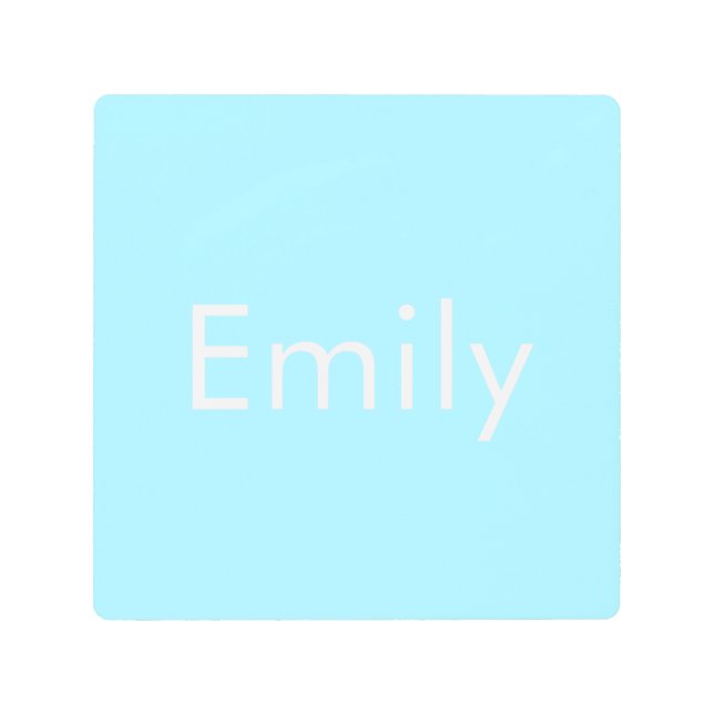 自分の名前または単語 |ソフトスカイブルー メタルプリント (正面)