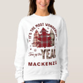 自分の名前をカスタムするを作るクリスマスかわいいプレゼント スウェットシャツ (正面)