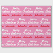 自分の名前を作成するピンクのクリスマス ラッピングペーパー (フラット)