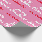 自分の名前を作成するピンクのクリスマス ラッピングペーパー (角)