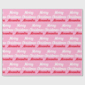 自分の名前を作成するピンクのクリスマス ラッピングペーパー (フラット)