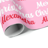 自分の名前を作成するピンクのクリスマス ラッピングペーパー (ロールコーナー)