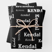 自分の名前を白黒で追加すカスタムる ラッピングペーパーシート (インサイチュ)